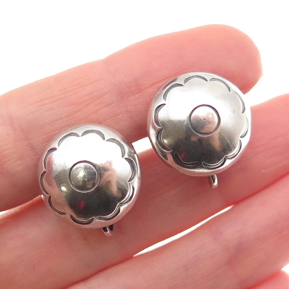 Old Pawn 925 Sterling Silver Vintage Southwestern Concho Screw Back Earrings